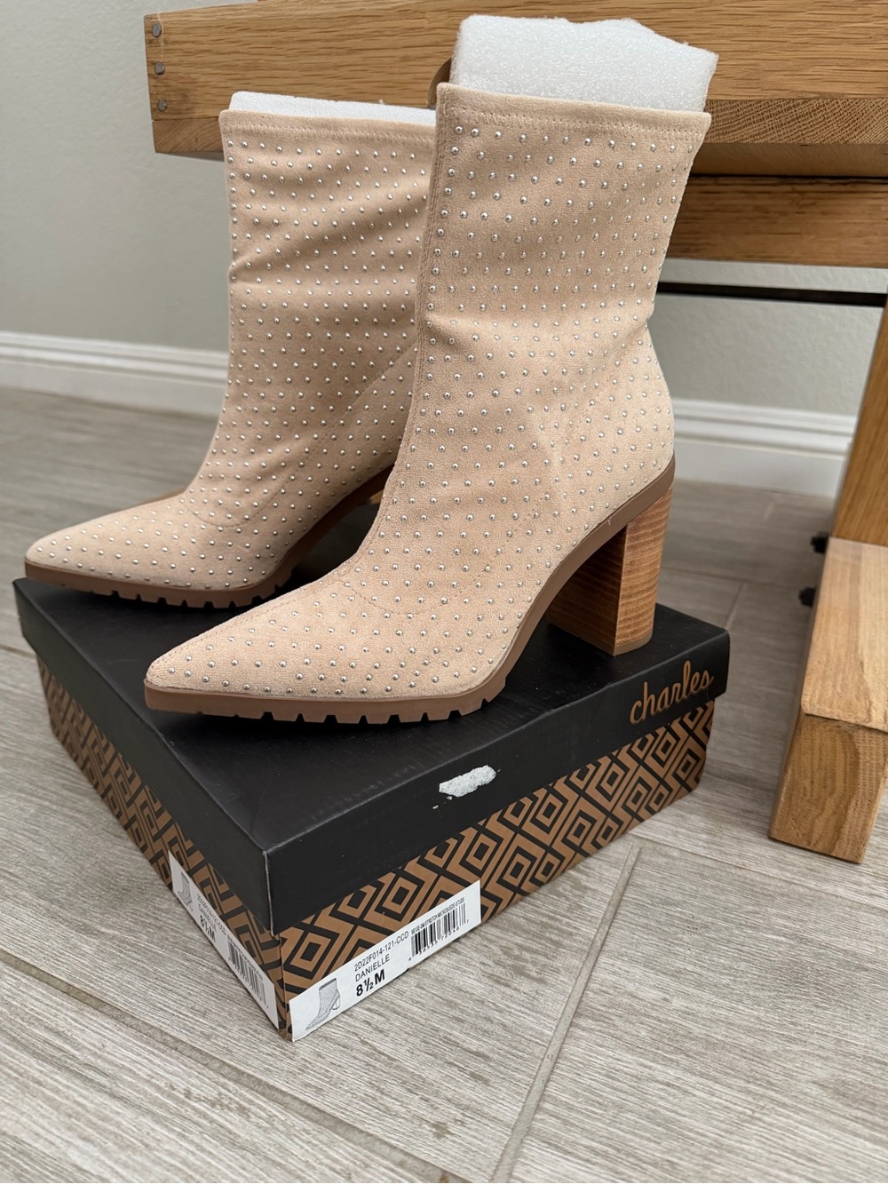 Charles By Charles David Crystal-Stud Suede ‘Danielle’ Boots